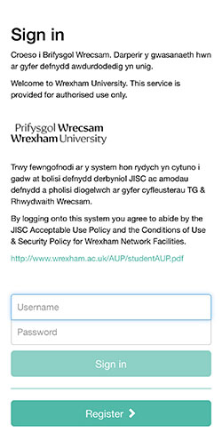 screenshot of GU Guest wifi signin screen
